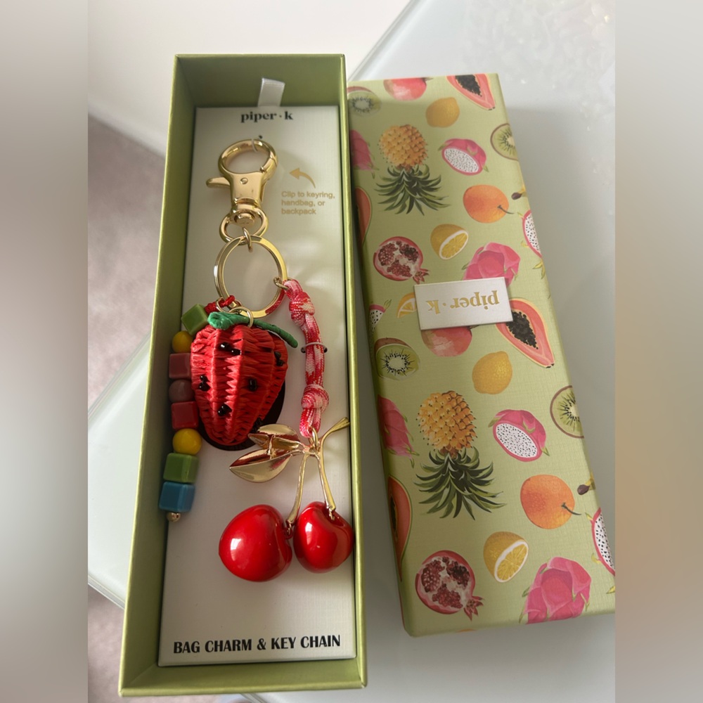 Viral Piper K Strawberry Cherry Bag Charm & Key Chain